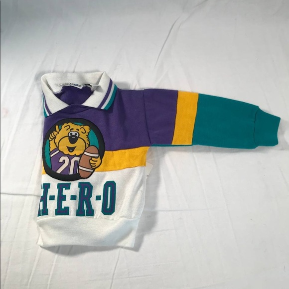 VINTAGE NWT Toy Box Bear Football Colorblock Collared Sweatshirt Size 12M - Picture 7 of 7